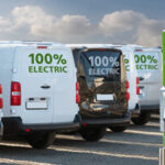 A row of electric cargo vans